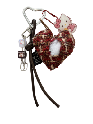 Bordo Tweed Kalp Hello Kitty Anahtarlık resmi