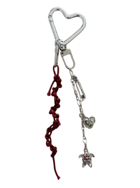 Kırmızı Makrome Kaplumbağa Charm Anahtarlık