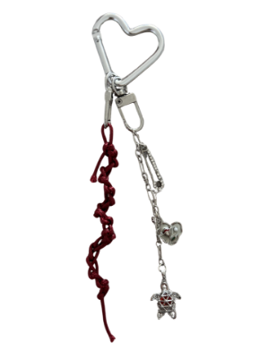 Kırmızı Makrome Kaplumbağa Charm Anahtarlık resmi