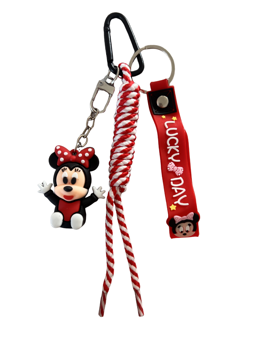 Minnie Mouse Kırmızı-Beyaz Örgü Lucky Day Anahtarlık resmi